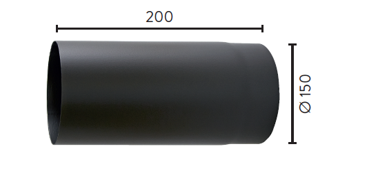 Røykrør rett sort Ø150 mm x 200 mm | Monter.no
