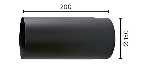 Røykrør rett sort Ø150 mm x 200 mm