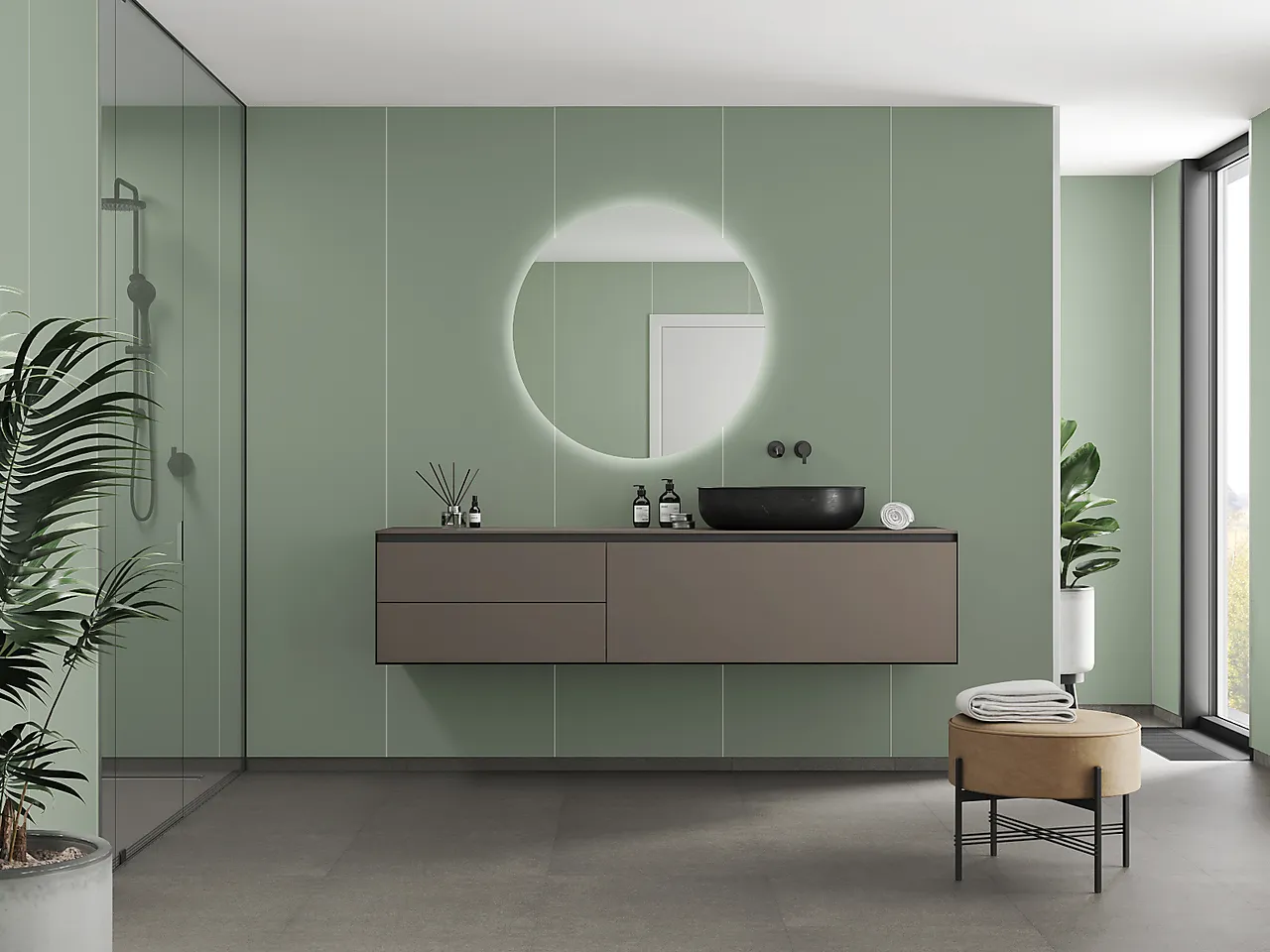Fibo baderomsplate Olivegreen 60x240cm 10x620x2400mm null - null - 2 - Miniatyr