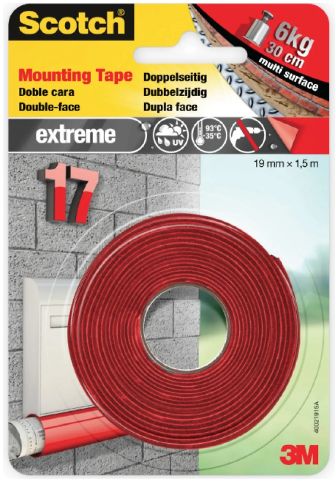 Monteringstape ekstrem19mmx1,5m 40021915 Monteringstape ekstrem19mmx1,5m 40021915