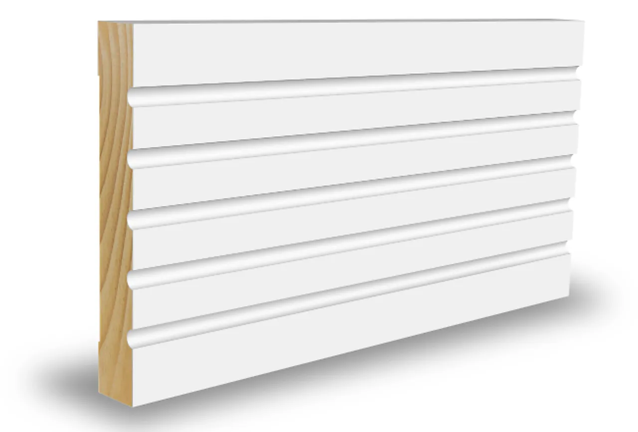 Karmlist furu profilert CW139 hvit bomull S0502-Y 15x95x4400 mm