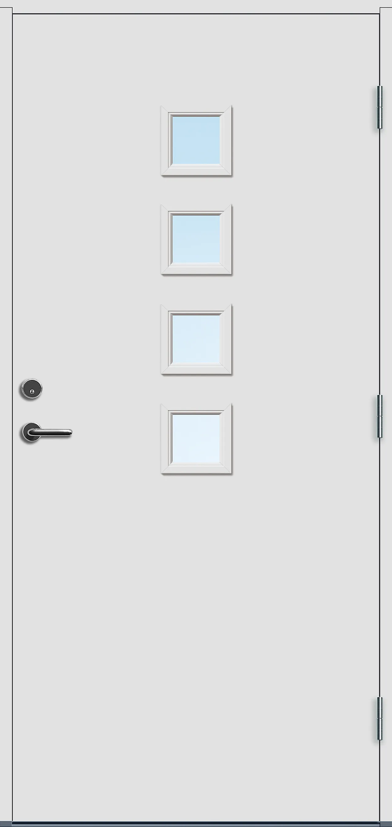 Ytterdør Larvik med glass hvit høyre 90x200 cm