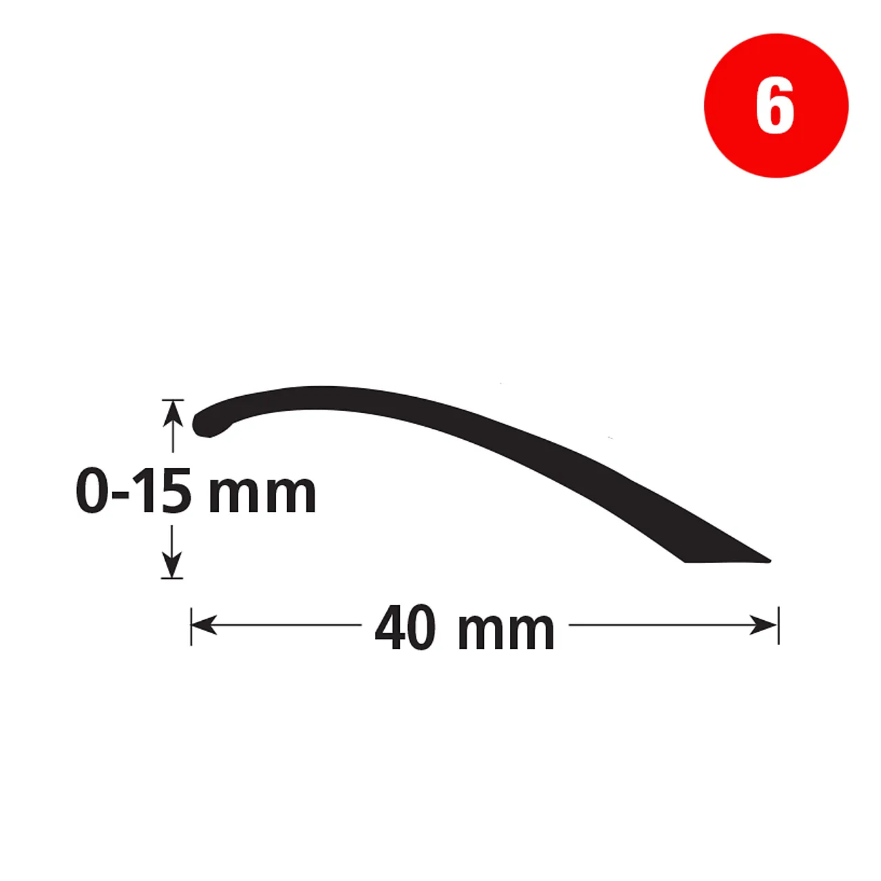 Nivålist 6 eik hvit 40x0-15mm 2m null - null - 3 - Miniatyr