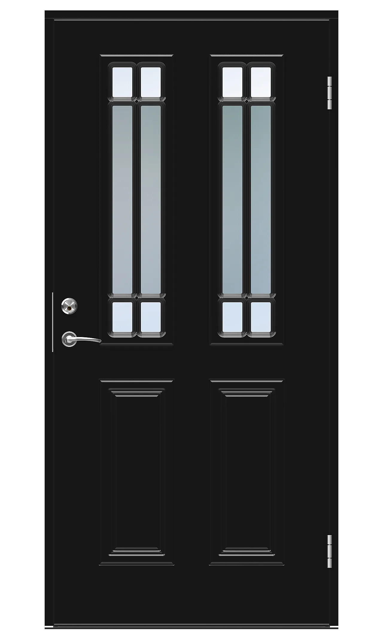 Dørsett yd debussy 9x21v svart ytterdørsett med dekor glass Dørsett yd debussy 9x21v svart ytterdørsett med dekor glass
