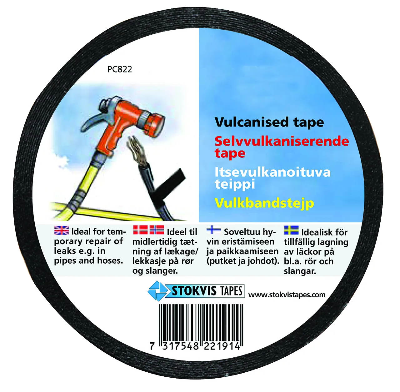 Tape selvsveisende sort 19mmx10m 48 ruller pr.pakning Tape selvsveisende sort 19mmx10m 48 ruller pr.pakning