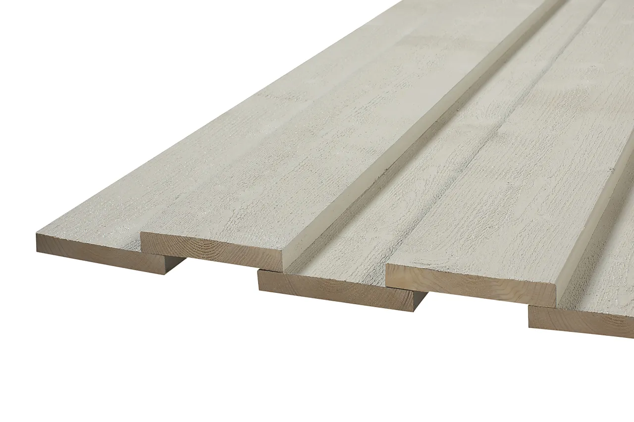 Kledning rektangulær gran 19x73 mm grunnet hvit Kledning rektangulær gran 19x73 mm grunnet hvit