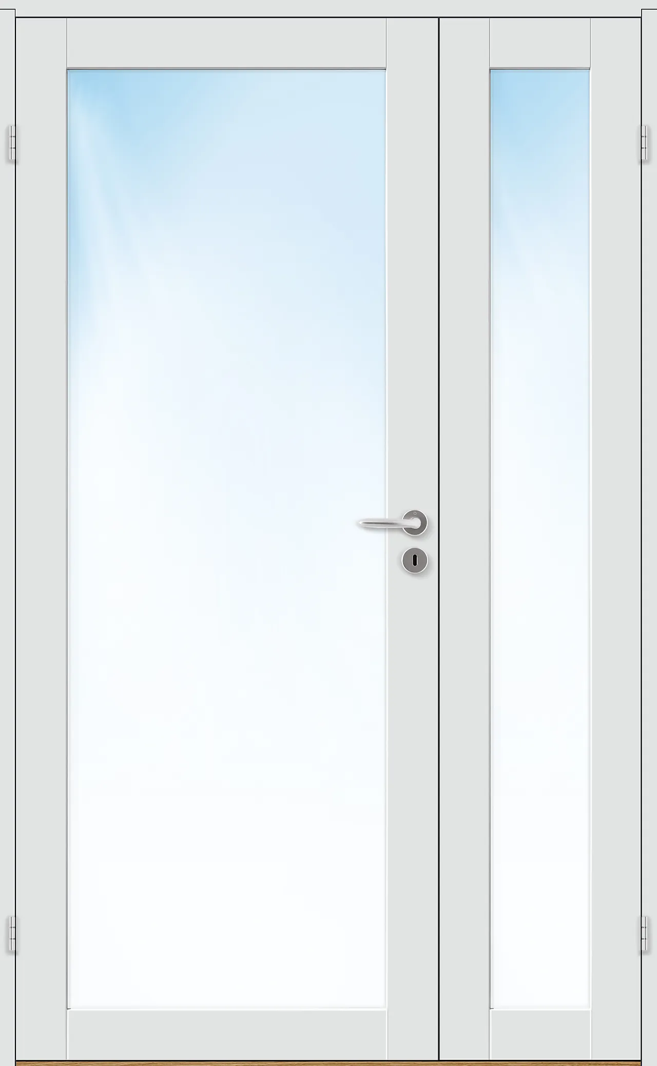 Sidefelt innerdør Base 1 med glass hvit 40x200 cm