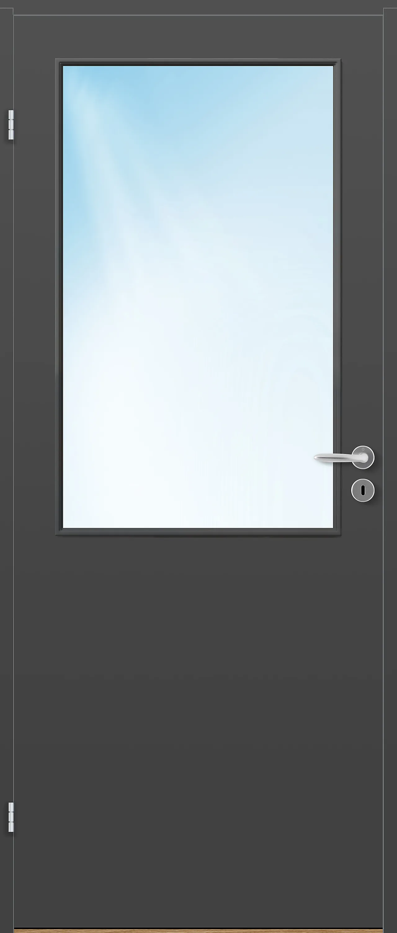 Dørblad innerdør Sletten Kompakt halvglass mørk grå 90x210 cm