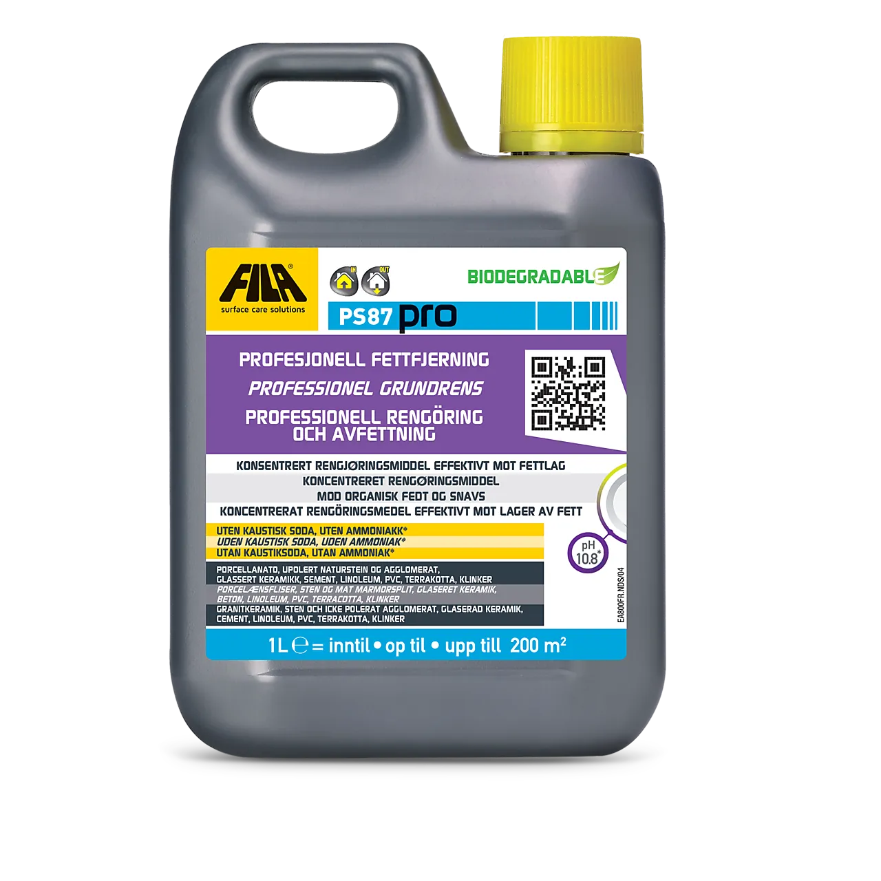 Vaskemiddel ps87 1l fila ph 10,5 fjerner olje, fett mm