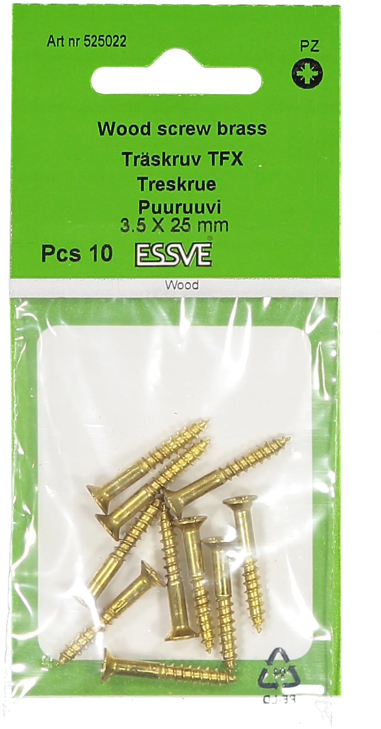 Treskrue inv sh 3,45x25messing -10 senkhode for bruk innendørs null - 25 - 2 - Miniatyr