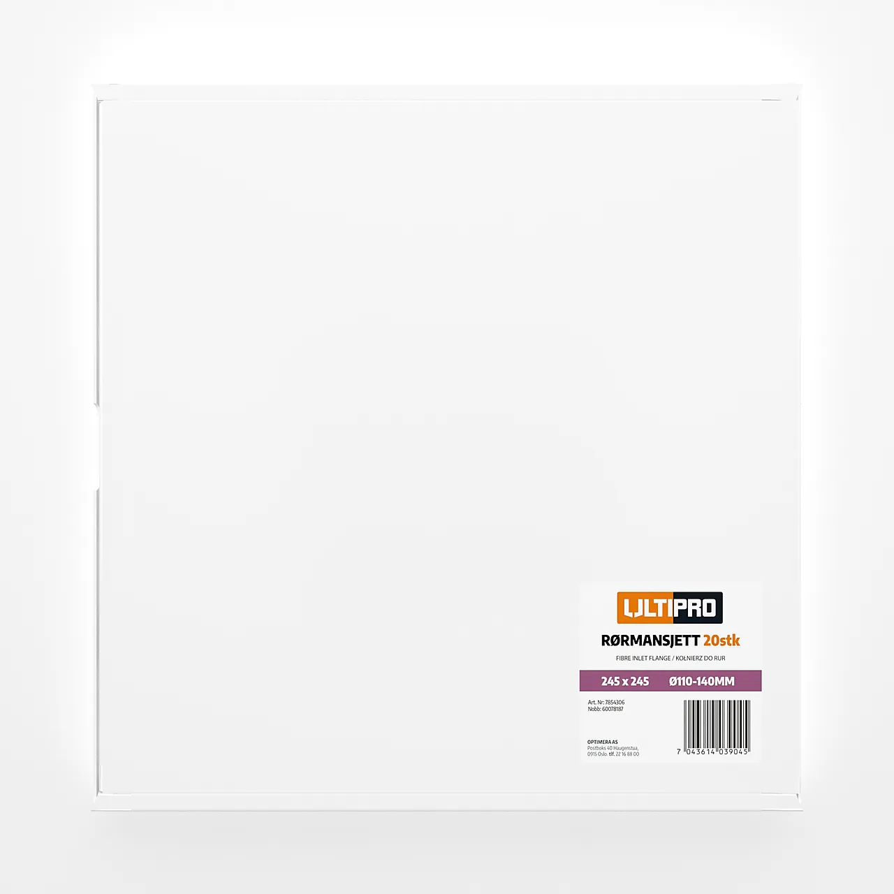 Rørmansjett hvit Ø110-140 mm 200x200 mm