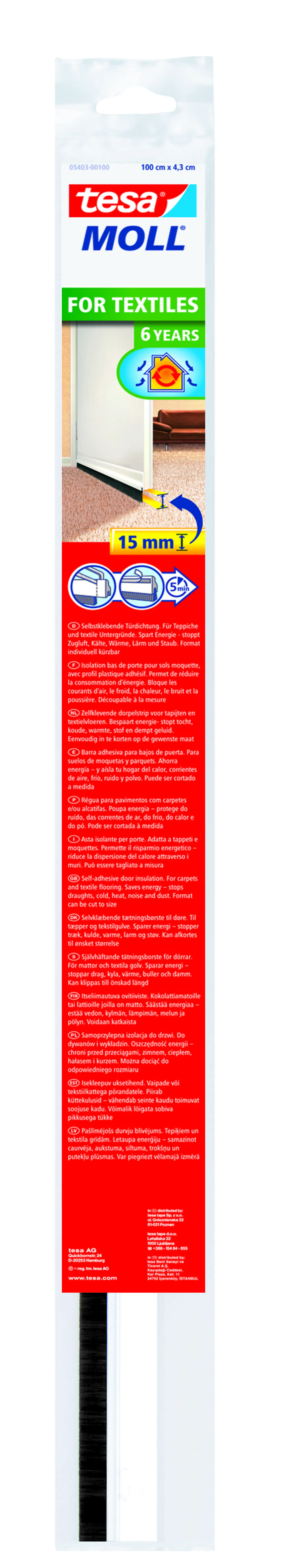 Tetningsbørste 1mx43mm hvit til tekstilgulv Tetningsbørste 1mx43mm hvit til tekstilgulv