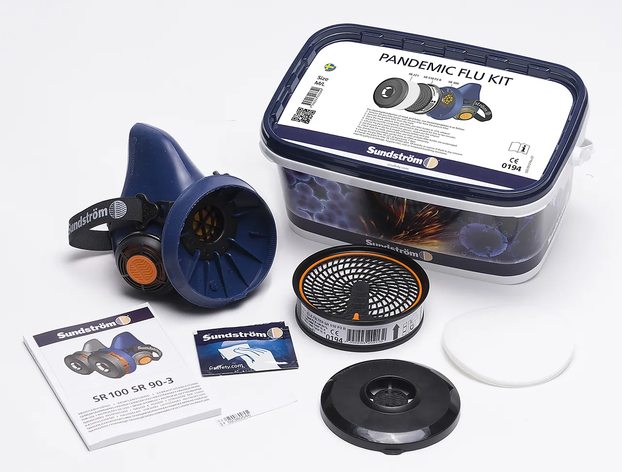 Halvmaske pandemic flu kit s/m Halvmaske pandemic flu kit s/m