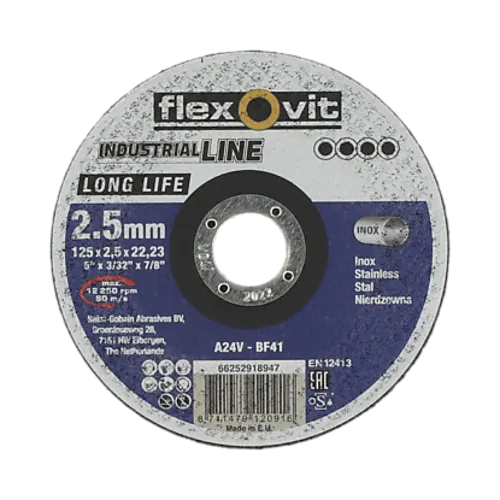 Kappeskive stål 125x2,5 fi flexovit long life inox a24v