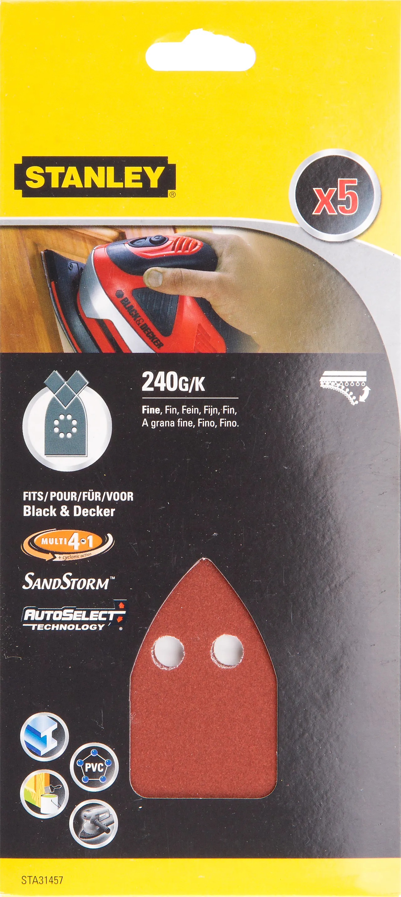 Stanley multislipepapir 240 korning pakke a 5 stk