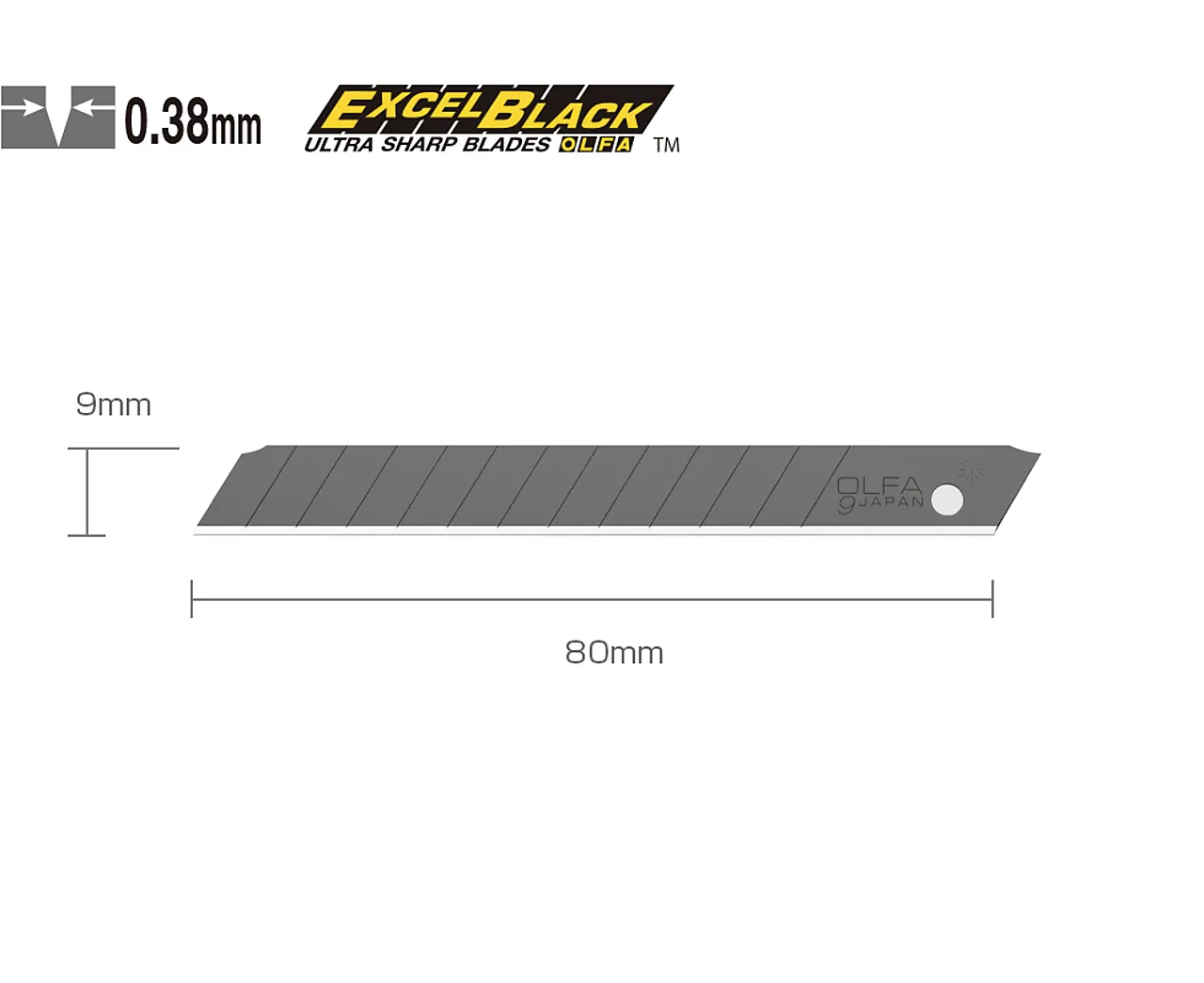 Knivblad 9mm abb-10b sort a10 olfa avbrekkbart blad ekstra skarp null - null - 2 - Miniatyr