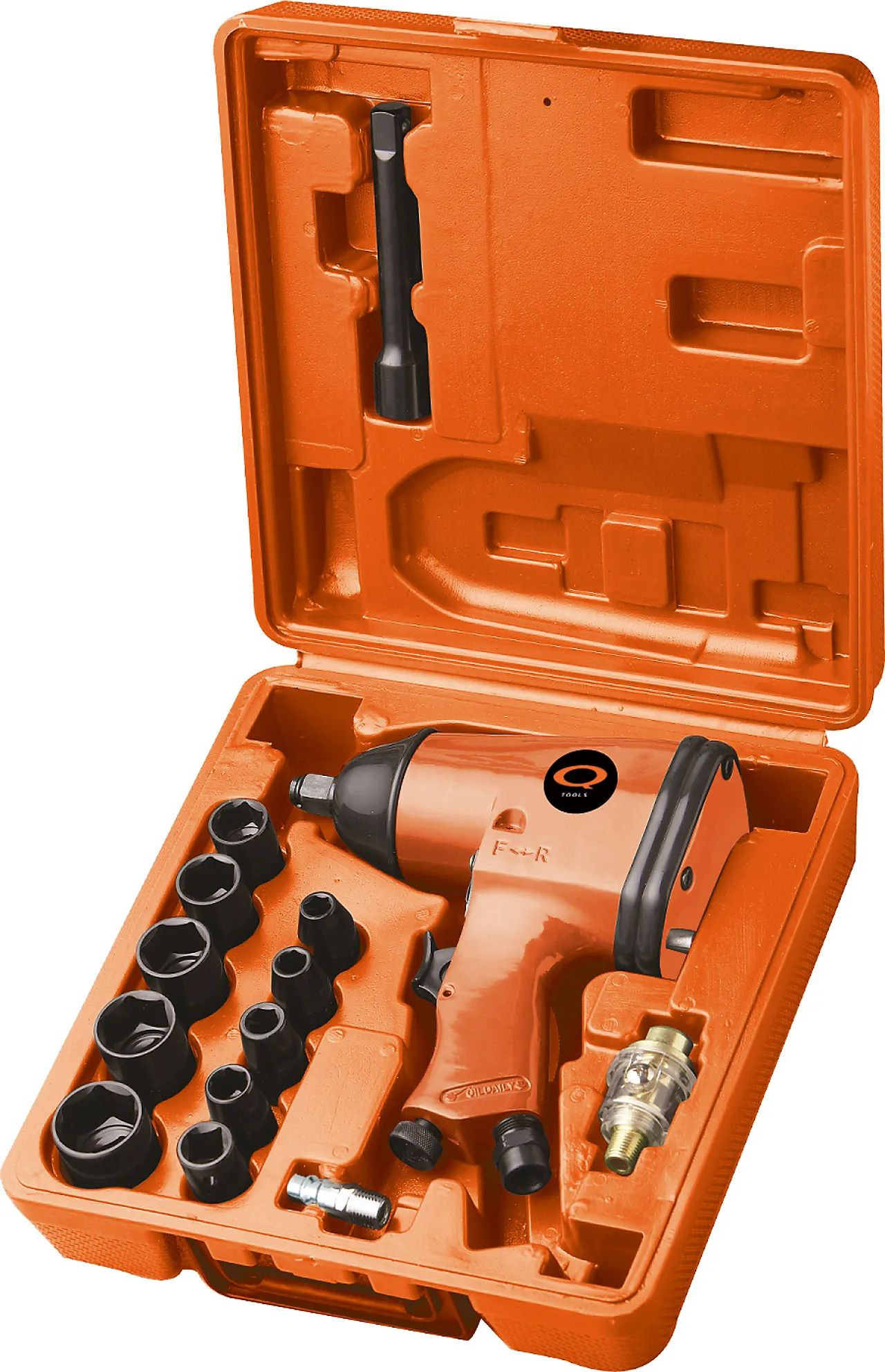 Q-tools muttertrekkersett trykkluft 16 deler