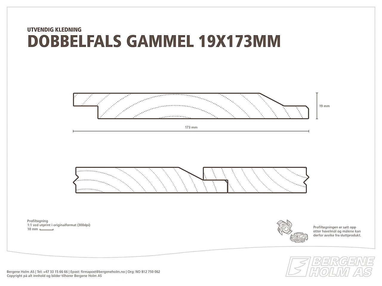 Dobbelfals furu CU-impregnert 19 x 173 mm 28° KL1 null - null - 3 - Miniatyr