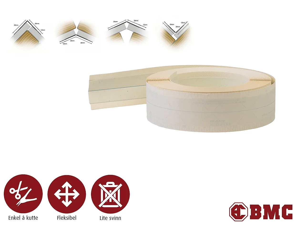 Gips hjørnebeskytter mid-flex 76mm 76mmx30,5m/rul 10rul/kart null - null - 2 - Miniatyr