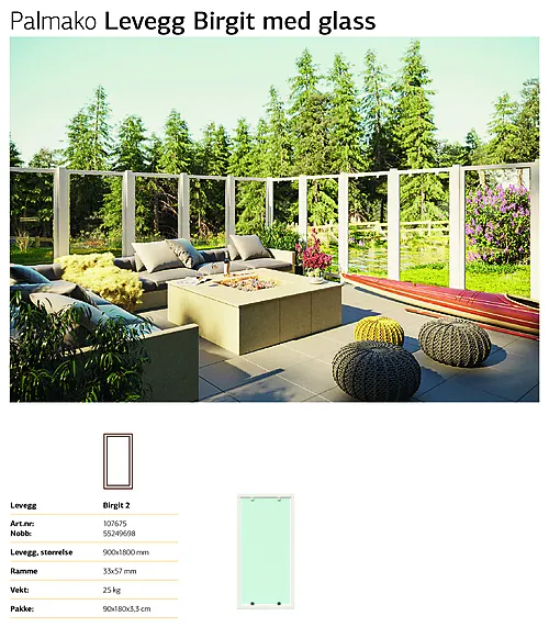 Levegg Birgit2 90x180 cm hvitmalt RAL 9016