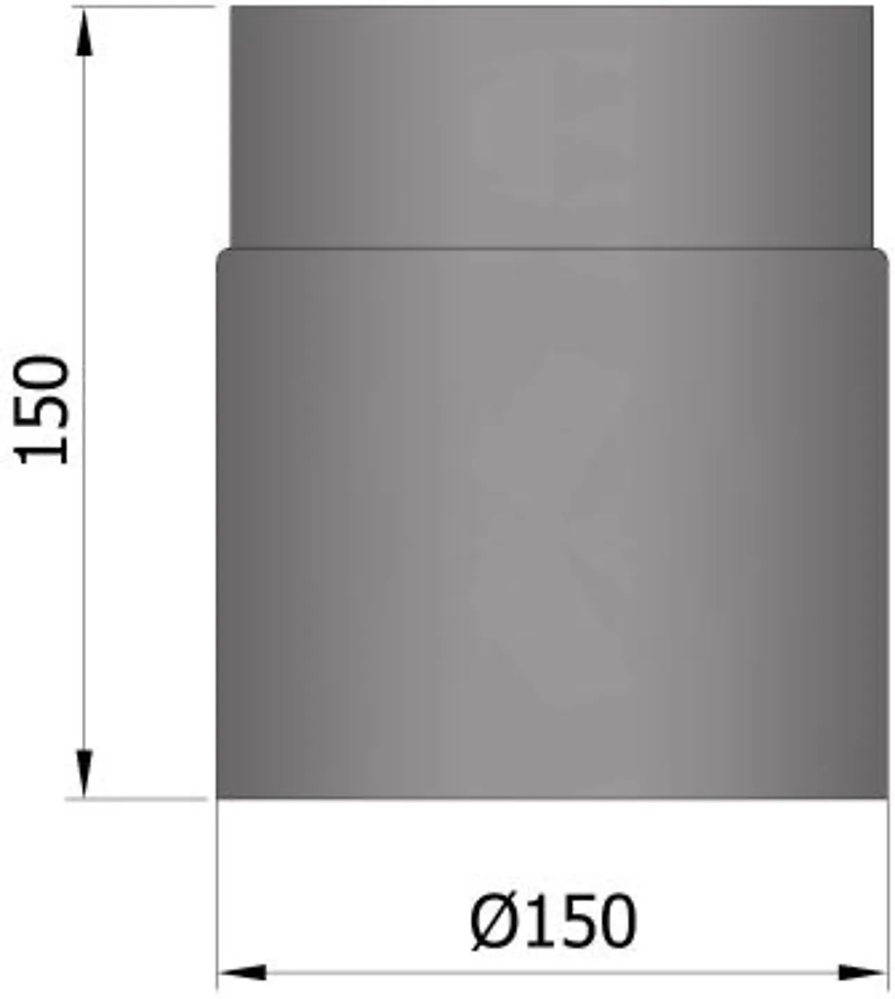 Røykrør ø150mm 150mm sort Røykrør ø150mm 150mm sort