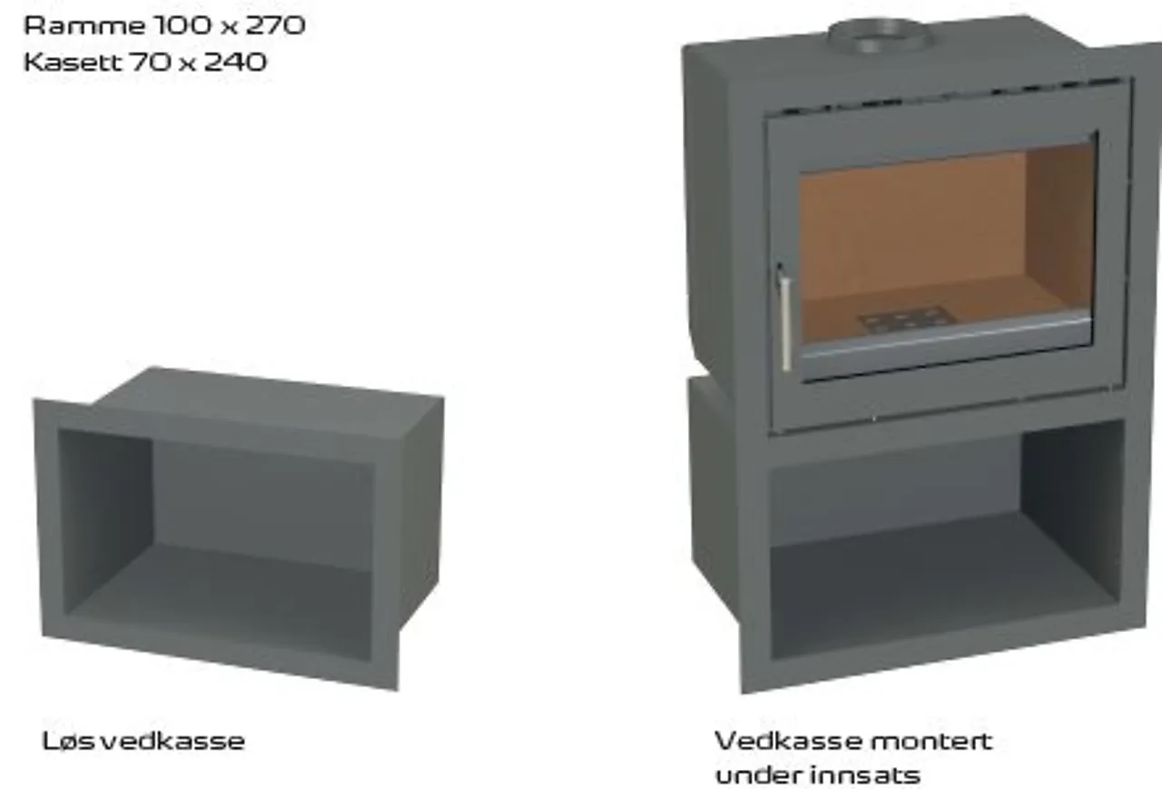 Vedkasse sort tillegg a-type