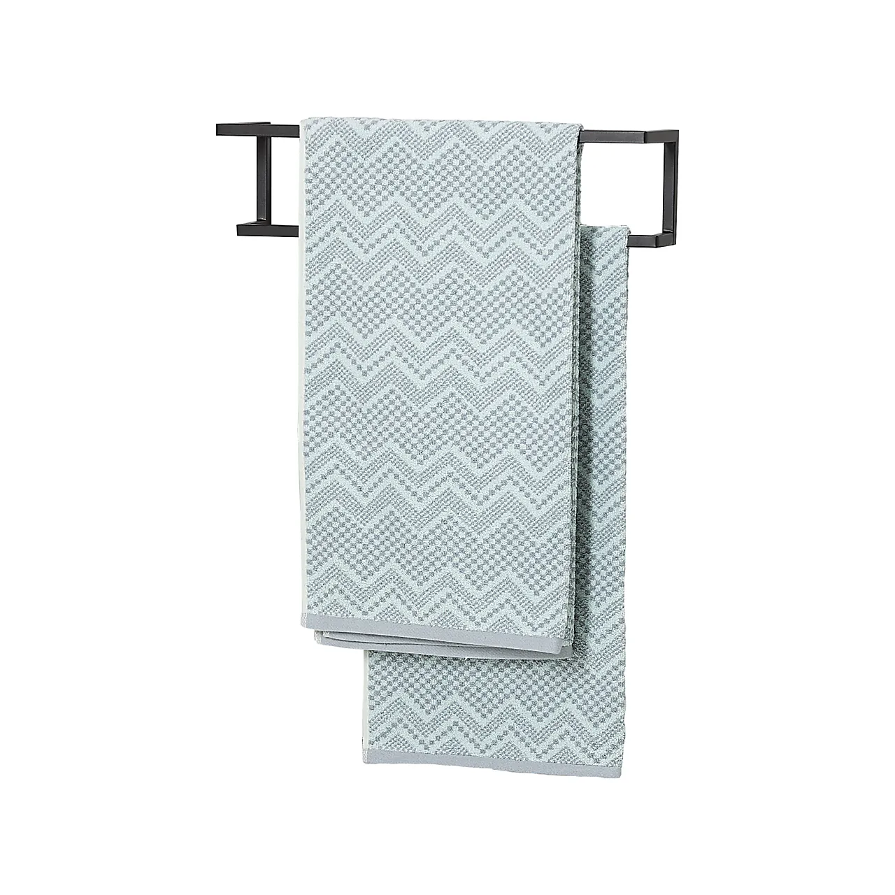 Håndklestang dobbel carre svart for veggmontering 48x12x12cm