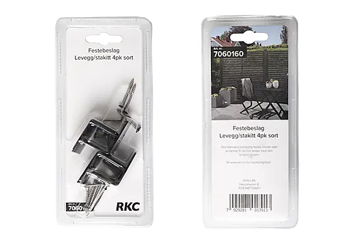 Festebeslag levegg/stakitt 4pk sort