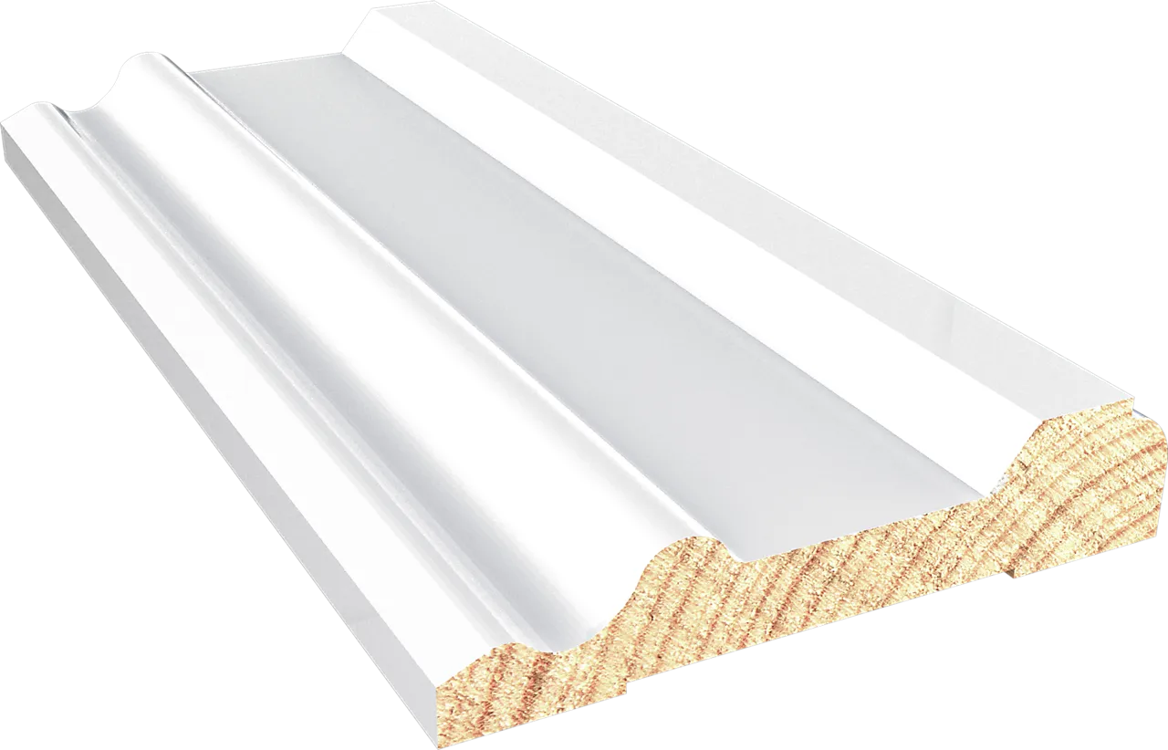 Karmlist furu profilert M2 hvit bomull S0502-Y 15x95x4400 mm null - null - 2 - Miniatyr