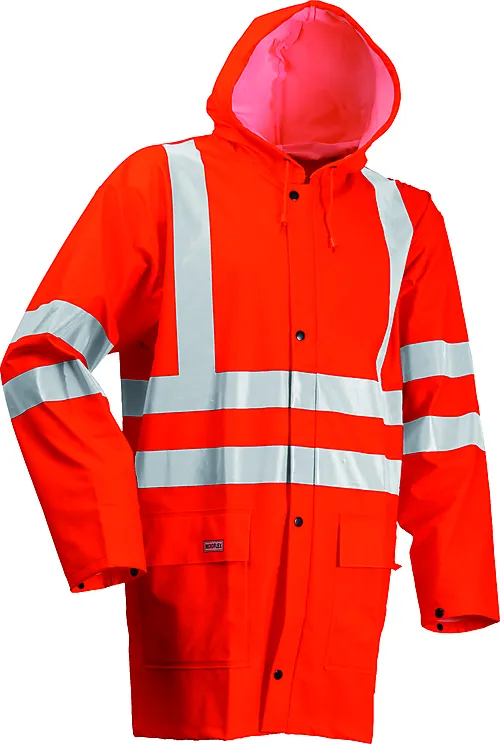 Regnjakke orange s pol/pu/pvc 350g brandhæmmende vind og vandtæt