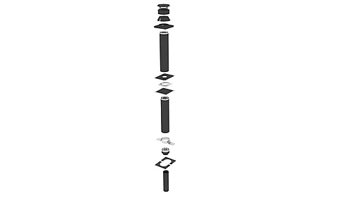 Stålpipe flatt tak Ø150 3,5 meter