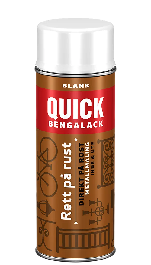 Bengalack rett på rust spray hvit blank