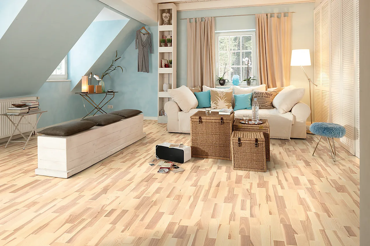 Parkett Ask Hvit Marcato 3-stav Live Matt lakk 14x215x2200mm null - null - 2 - Miniatyr