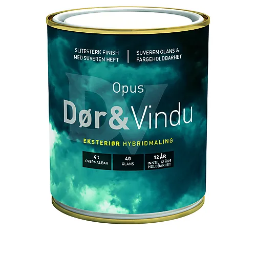 Hybridmaling glansgrad 40 hvit 0,68 liter