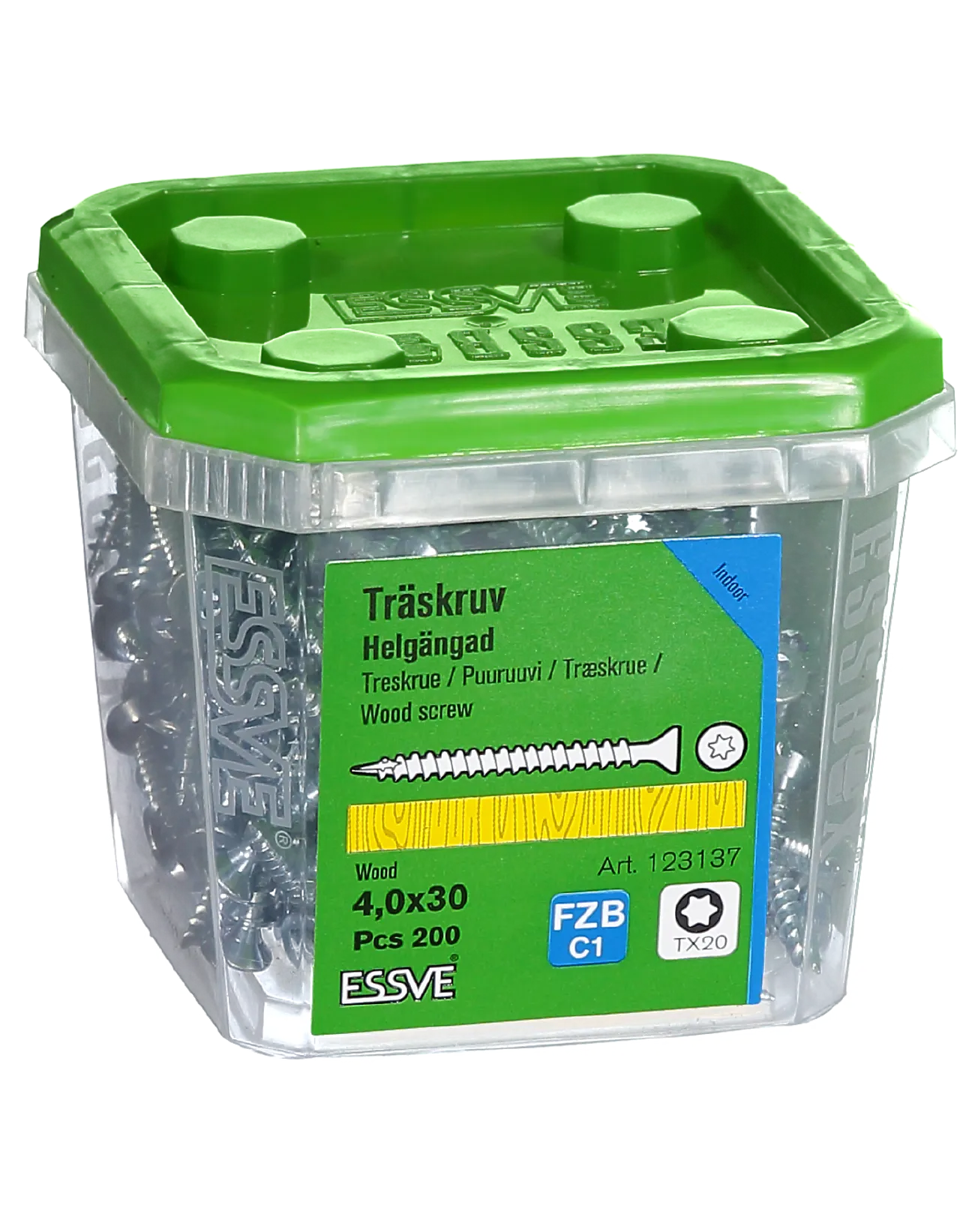 Treskrue inv sh hg 4x30 fzb a-200 senkhode helgjenget blankforsinket null - null - 2 - Miniatyr