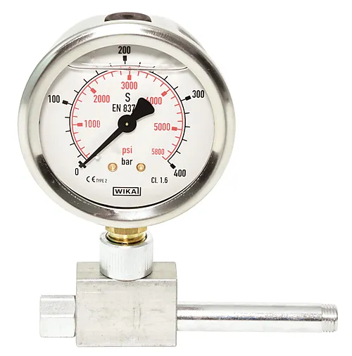 Manometer til håndpresse f/injeksjo 60 bar inkl koblingsrør og adapter
