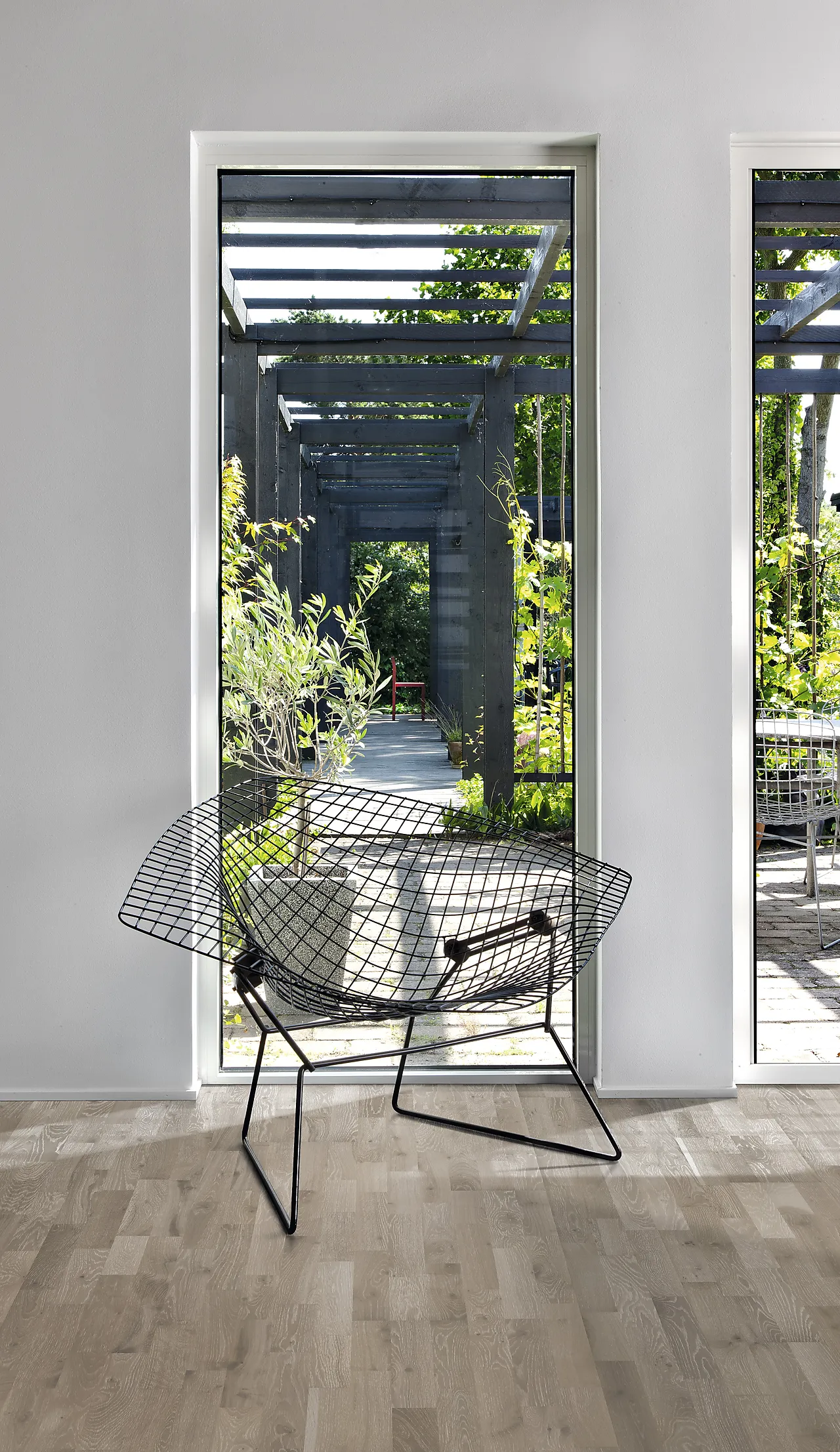 Parkett eik Alloy 3-stav, børstet, grå matt lakk, 15x200x2423 mm