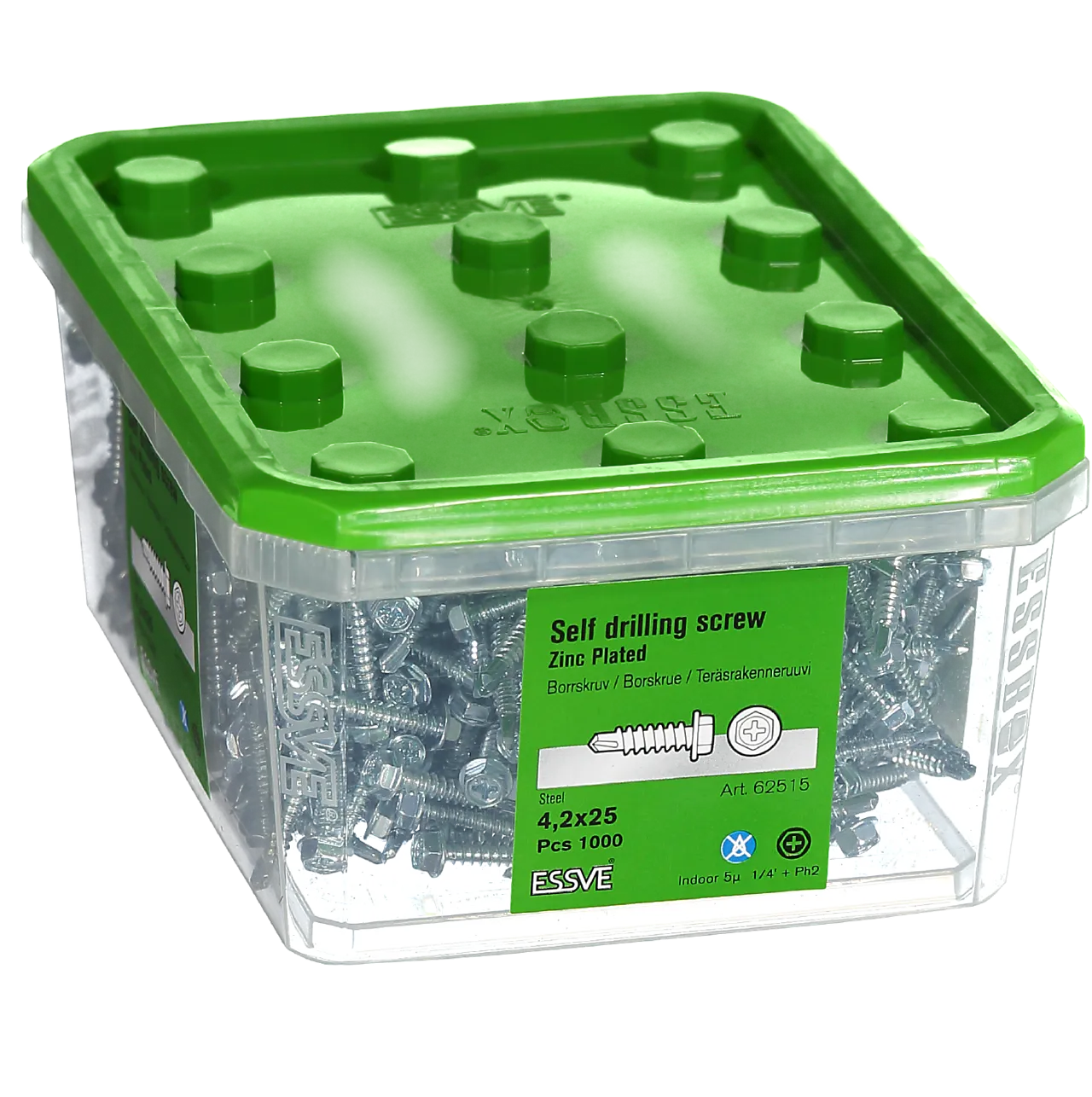 Borskrue 6-kant blankforsinket 4,2 x 25 mm 1000 stk null - 25 - 2 - Miniatyr