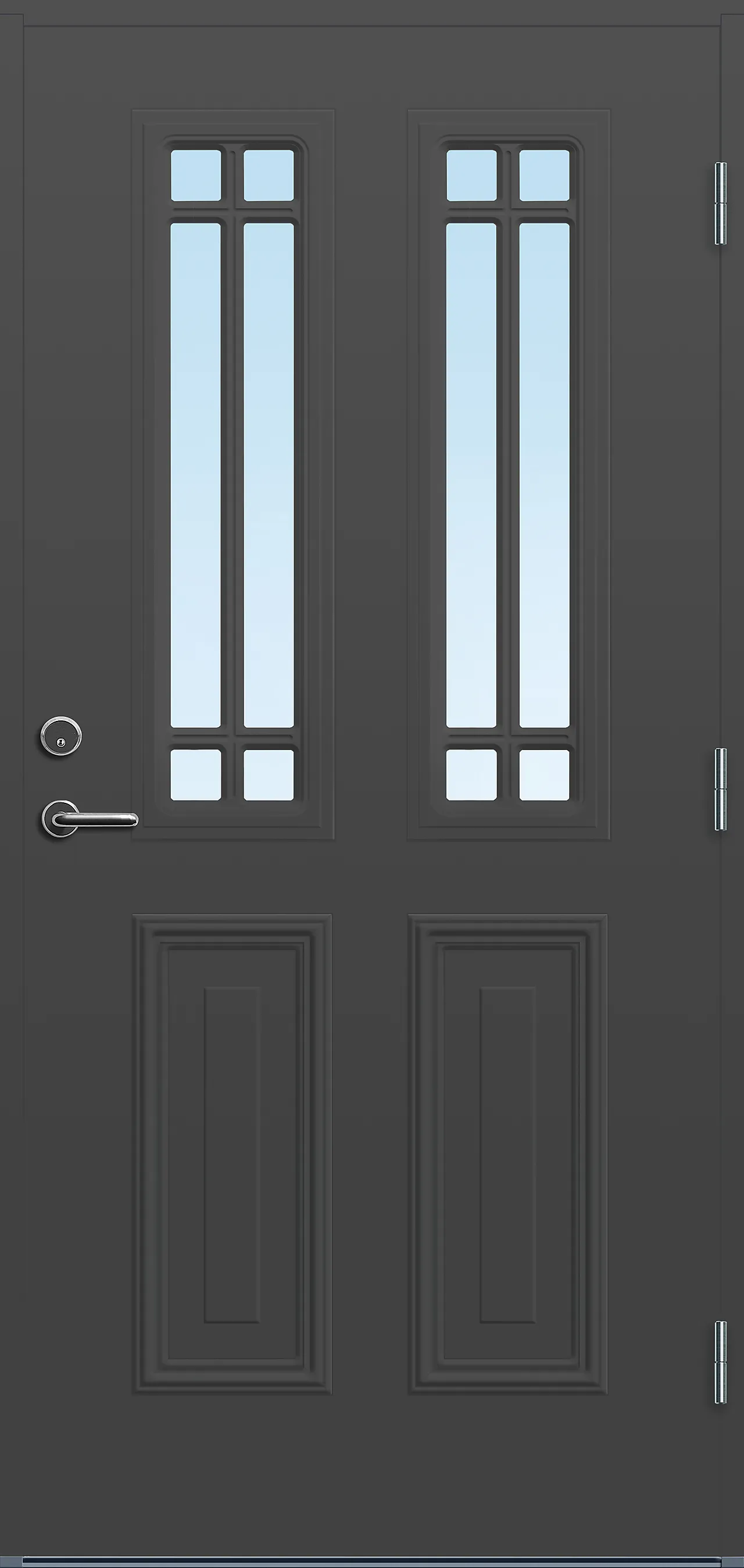 Ytterdør Mandal med glass mørk grå høyre 90x200 cm