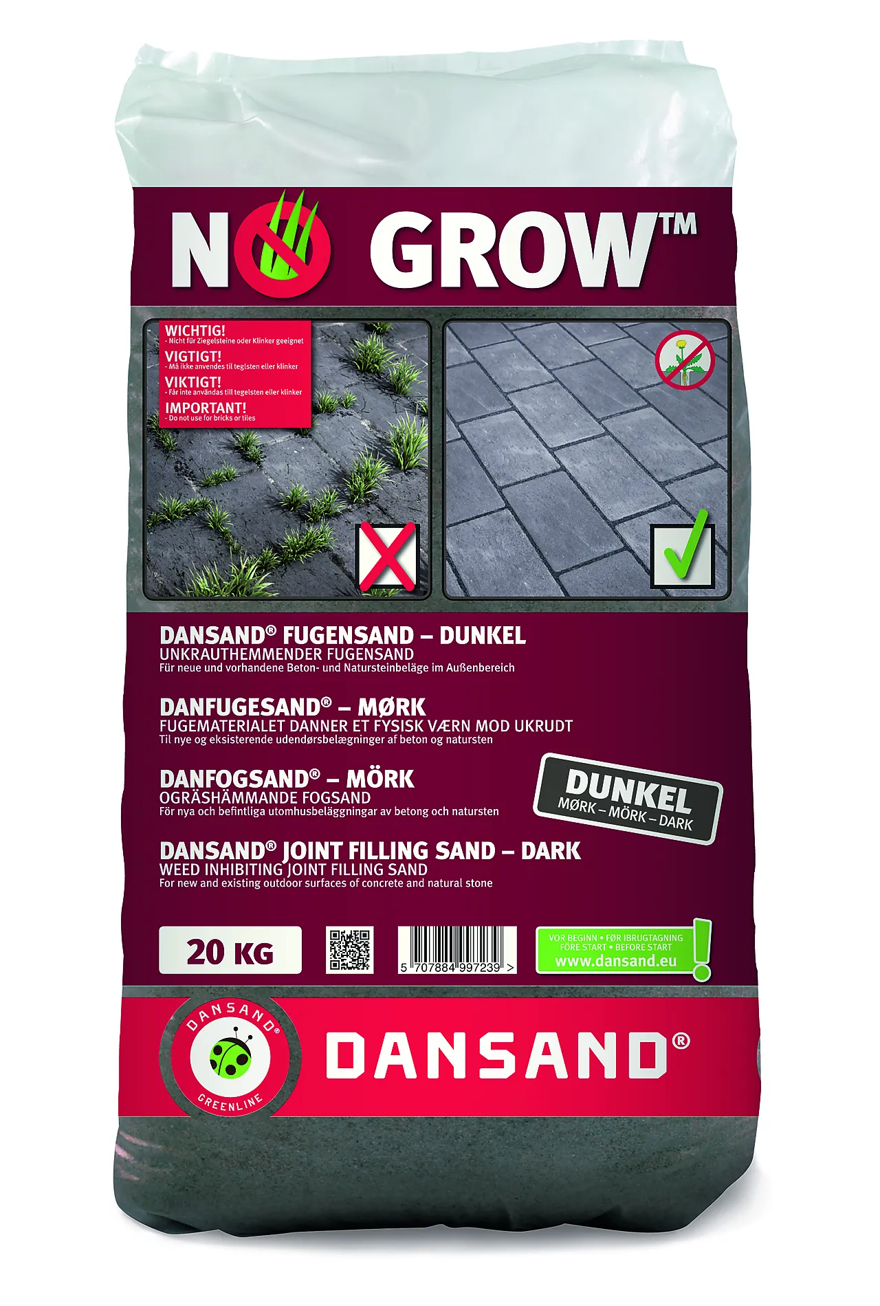 Fugesand NoGrow mørk antracitt 20 kg