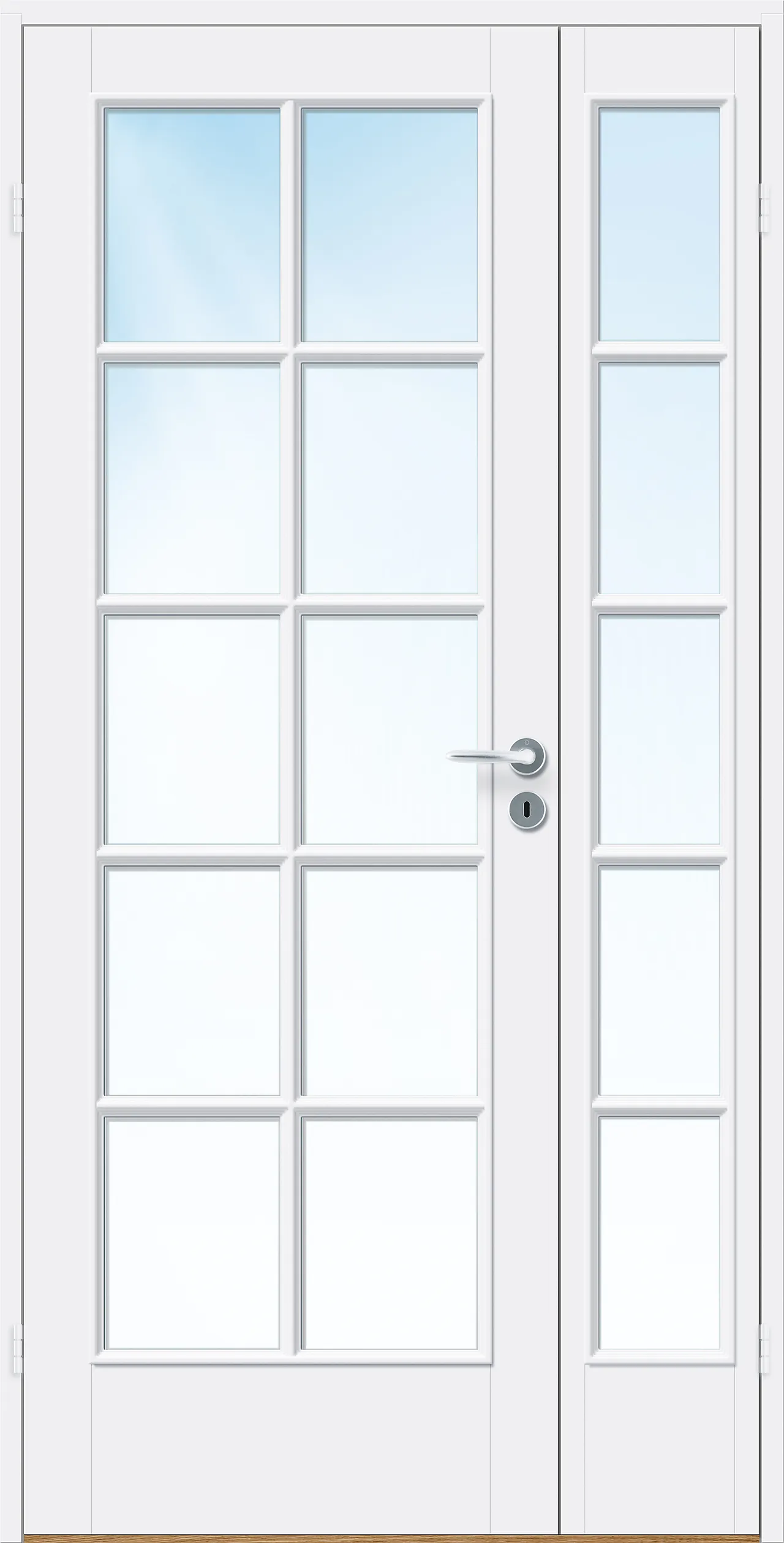 Sidefelt innerdør Kari helglass hvit 40x210 cm