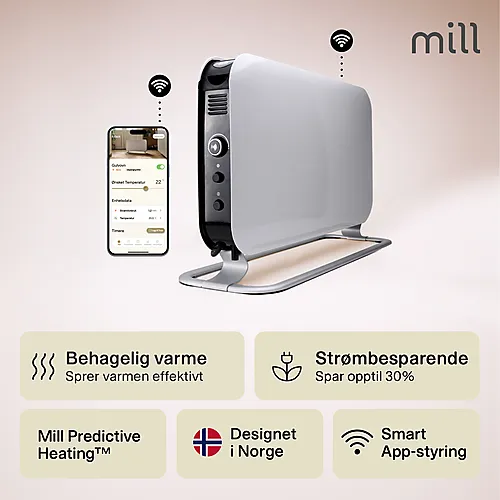 Gulvovn med WiFi 1200W hvit