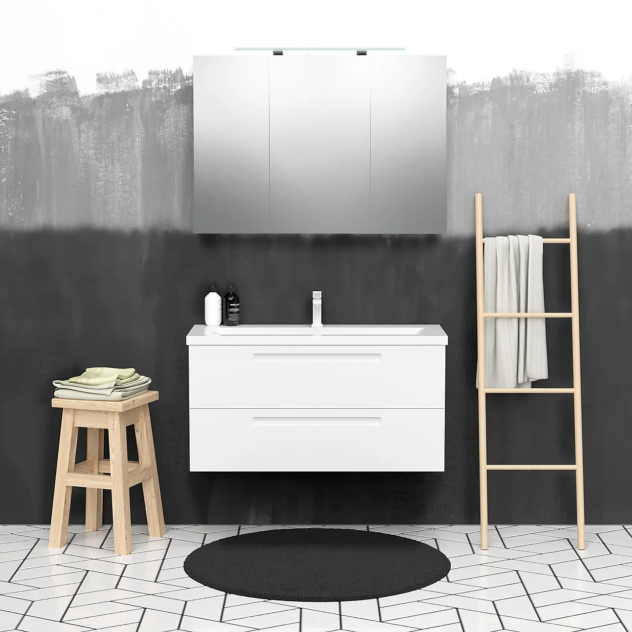 Servantskap Milano 100 cm hvit matt med servant null - null - 2 - Miniatyr
