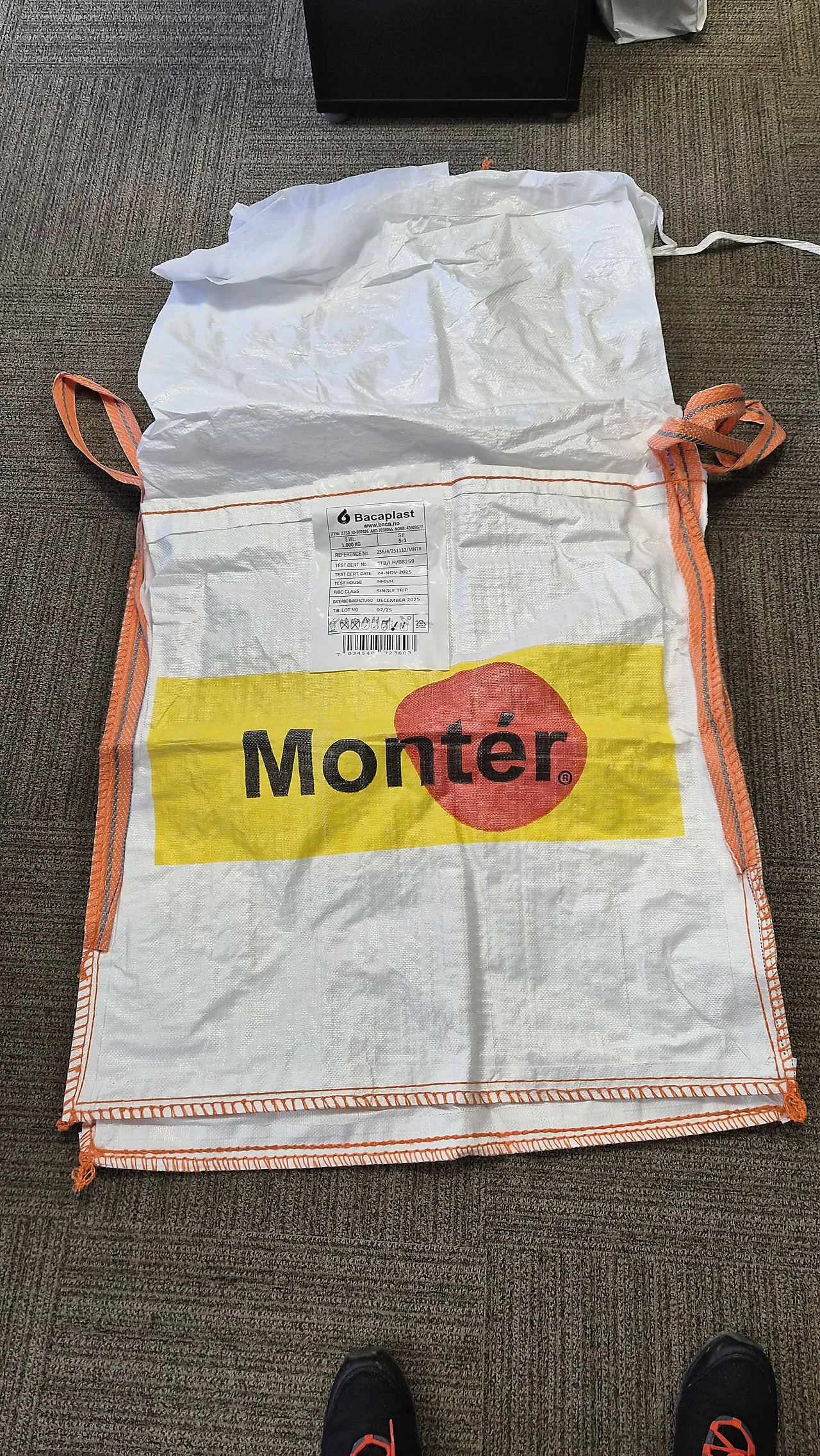 Sekk Big Bag 90x90x90 cm swl 10 1000 kg hvit toppskjørt 4 løft null - null - 2 - Miniatyr