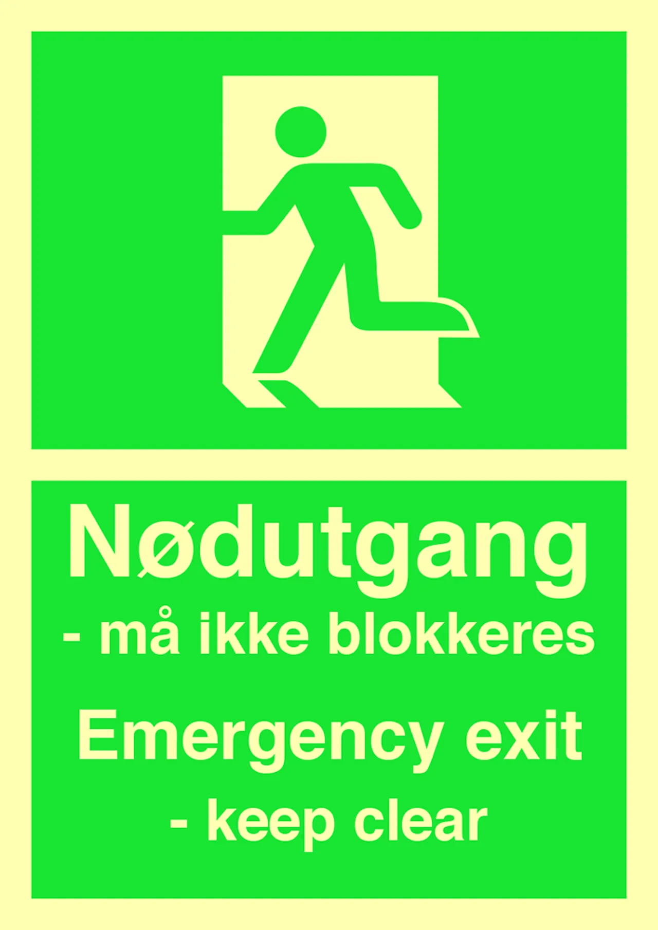 Skilt nødut må ikke blokkeres a4 1,2 mm etterlysende alu150 mcd Skilt nødut må ikke blokkeres a4 1,2 mm etterlysende alu150 mcd