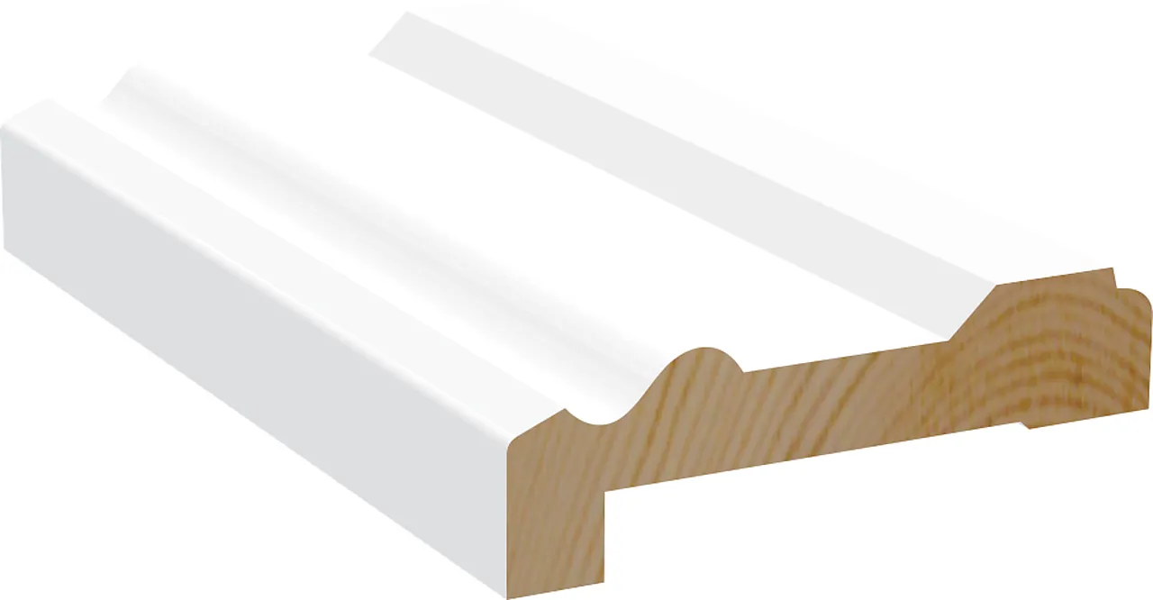 Karmlist furu overgangslist m/12 mm spor hvit bomull S0502-Y 17/28x70x2400 mm