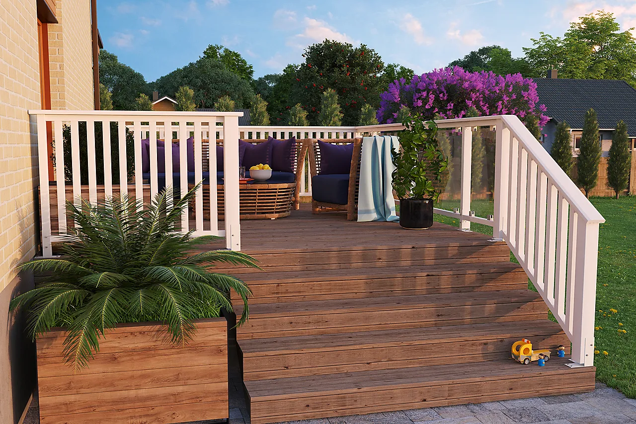 Siri 6 terrasserekkverk hvitmalt med glass null - null - 2 - Miniatyr