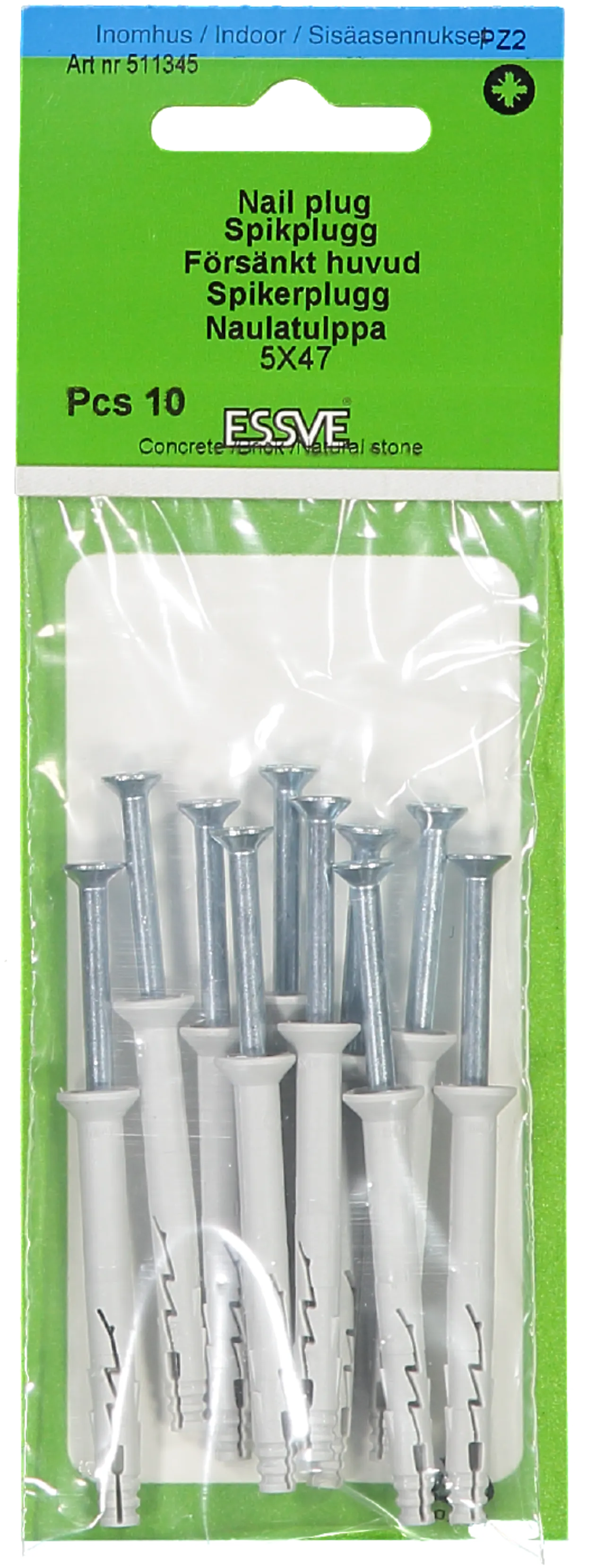 Spikerplugg senk 5x47 fzb a-10 forsenket krage blankforsinket stål null - null - 2 - Miniatyr