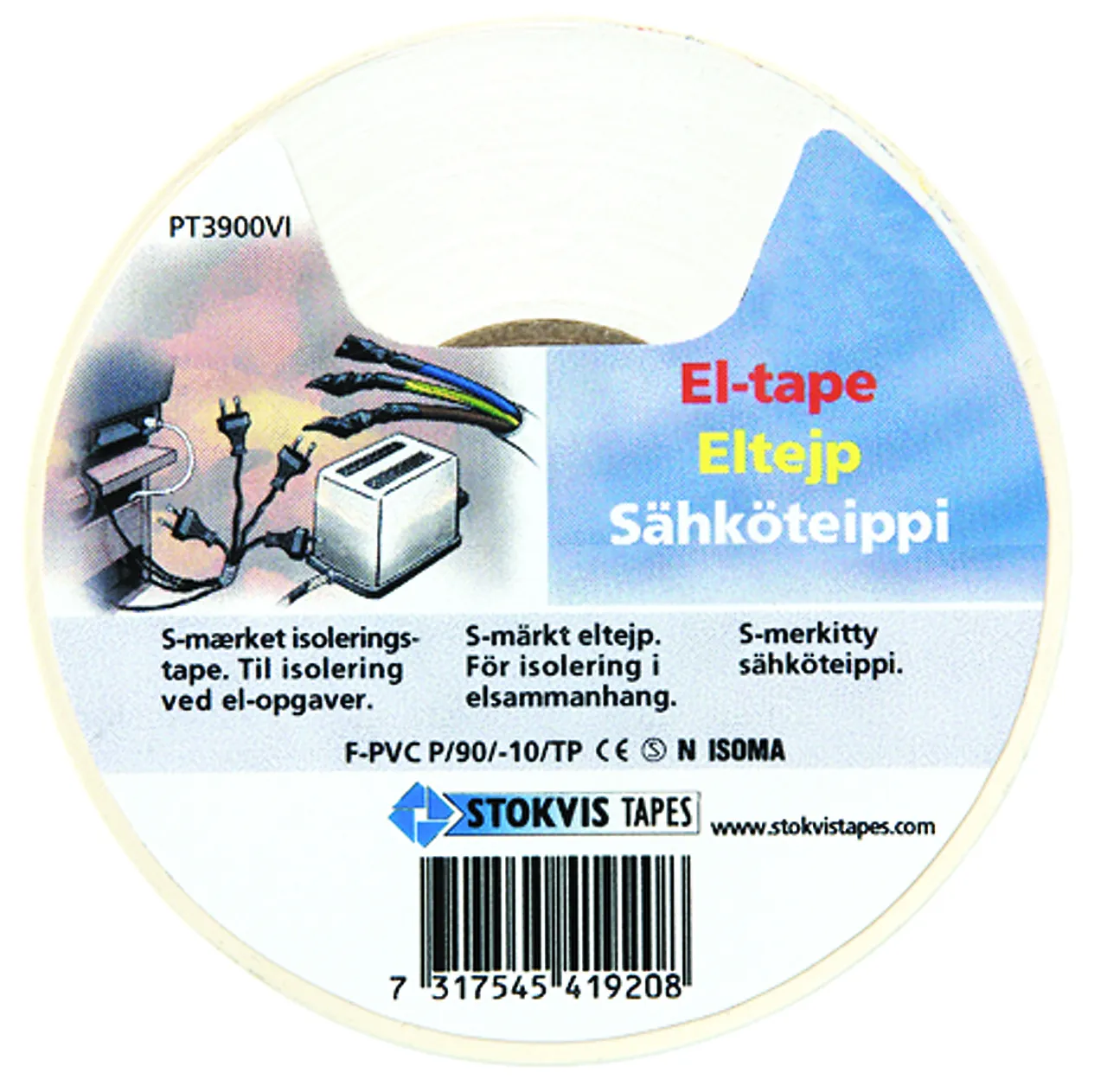 Tape elektro 19mmx20m hvit