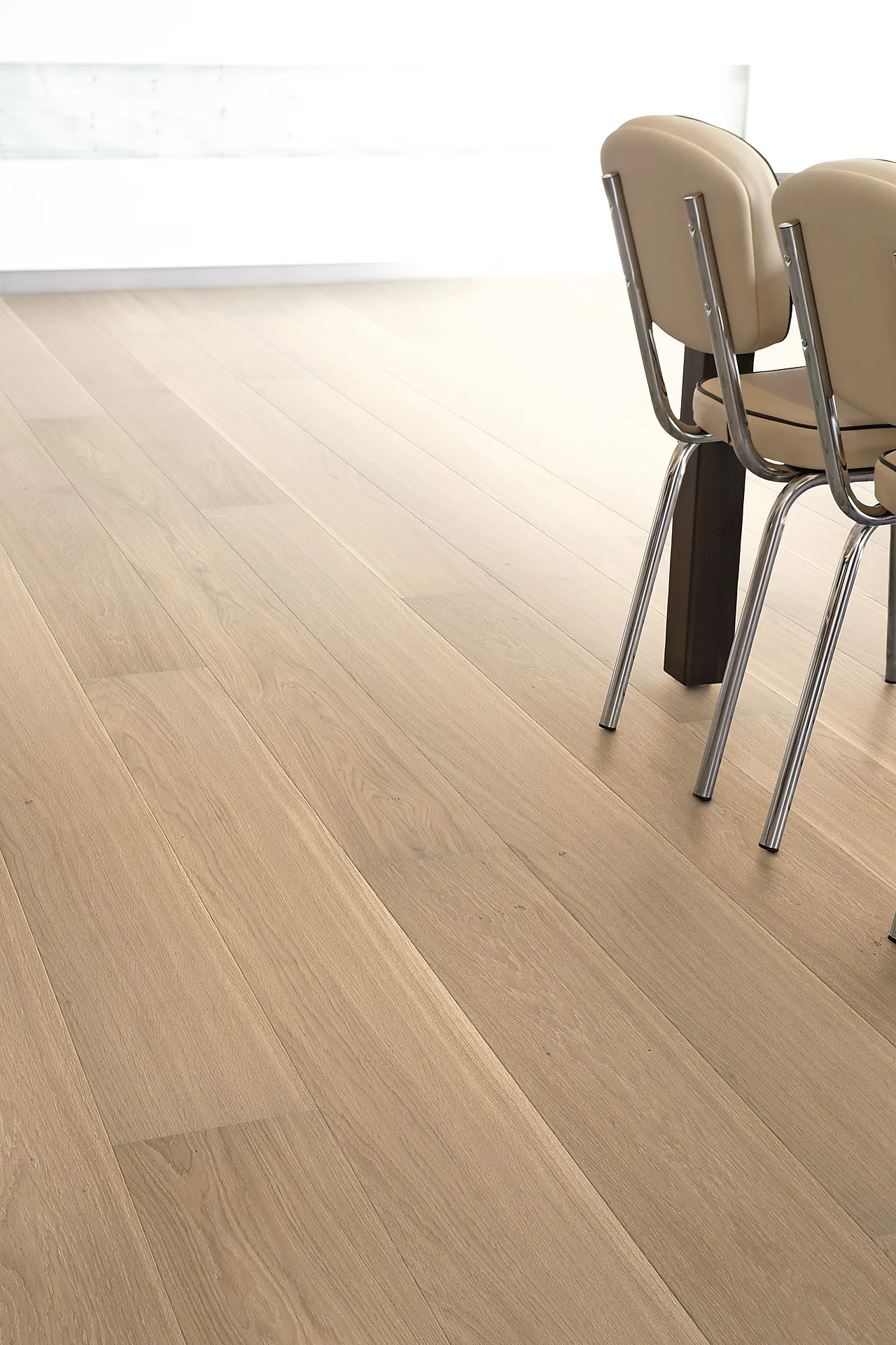 Parkett 1-stav Eik Jazz hvit mattlakk